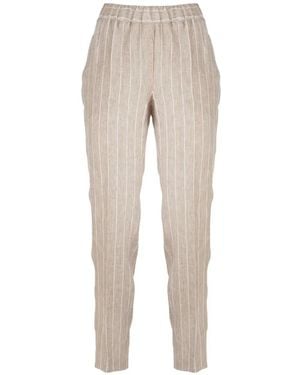 Peserico Vertical-Stripe Elasticated-Waistband Pants - Natural