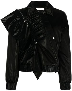 BESFXXK Frill-Detail Button-Up Bomber Jacket - Black