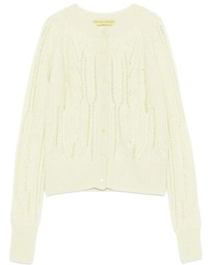 Ermanno Scervino Cable-Knit Pointelle-Detail Cardigan - White