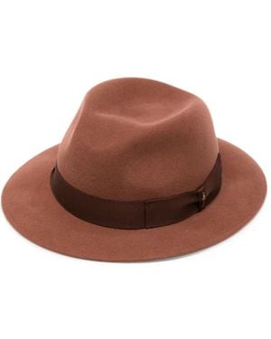 Borsalino Grosgrain-Trim Fedora Hat - Brown