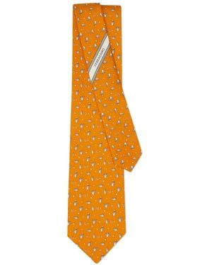 Ferragamo Penguin Print Silk Tie - Orange