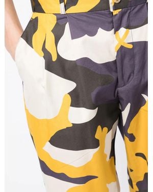 The Power for the People Camouflage-Pattern Cropped Cotton Trousers - Grey
