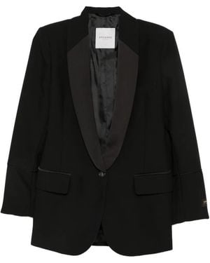 ERMANNO FIRENZE Satin-Lapel Single-Breasted Jacket - Black