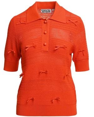 Essentiel Antwerp Jarts Knitted Polo Top - Red
