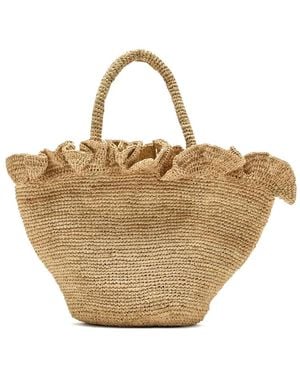 Loeffler Randall Cyrus Ruffled-Straw Tote Bag - Natural