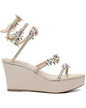 Rene Caovilla 85Mm Embellished Sandals - Natural