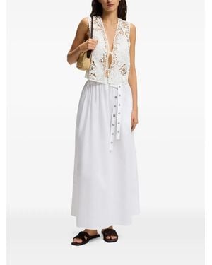 BOSS Embroidered Waistcoat With Tie Closure - White