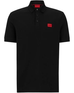 HUGO Poloshirt Mit Logo-Patch - Schwarz