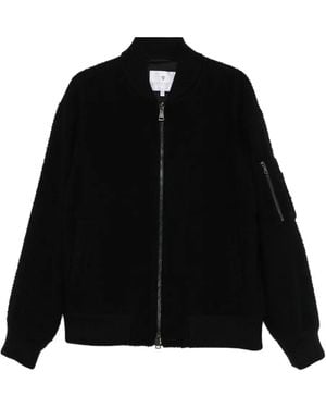 Seven Gauge Wool Bomber Jacket - Black