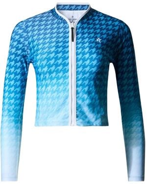 Perfect Moment Long-Sleeve Houndstooth Rash Guard Top - Blue
