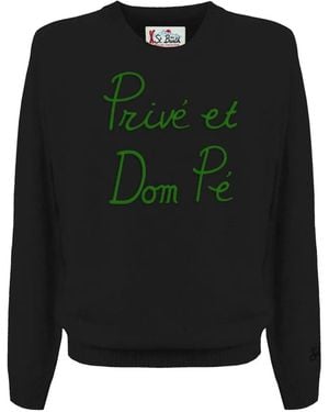 MC2 Saint Barth Slogan-Embroidered Sweater - Black