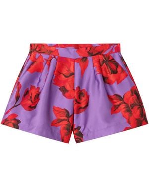 AZ FACTORY Hibiscus Floral-Print Shorts - Red