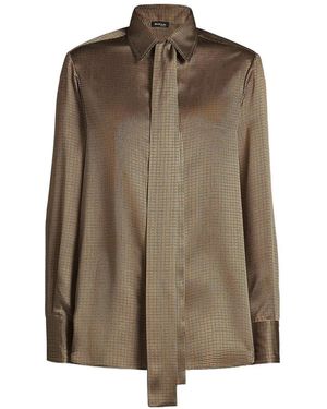 Kiton Hemd Mit Mikro-Muster Mit Schluppenkragen - Braun
