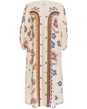 Agua Bendita Clavelina Floral-Print Beach Dress - White