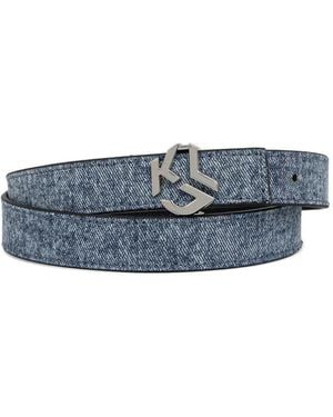 KARL LAGERFELD Monogram-Buckle Denim Belt - Blue
