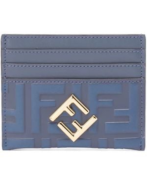 Fendi Kartenetui mit Monogramm-Prägung - Blau