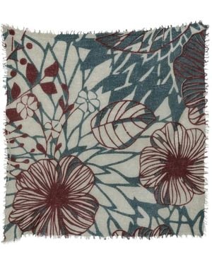 Mouleta Floral-Print Frayed Scarf - Grey