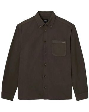 A.P.C. Mateo Logo Shirt - Brown