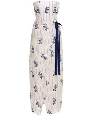 Agua Bendita Cinefila Valle Maxikleid Mit Stickerei - Weiß