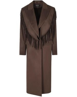 FEDERICA TOSI Manteau À Franges Et Superposition Cape - Brown
