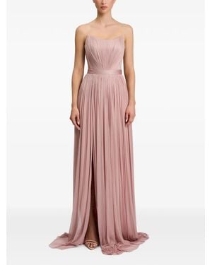 Cristallini Estella Pleated Strapless Maxi Dress - Pink