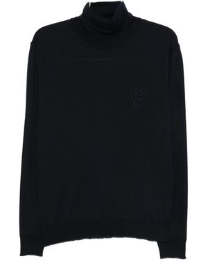 Valentino Garavani Logo-Embroidery Turtleneck Wool Jumper - Black