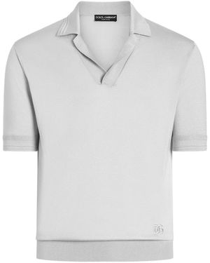 Dolce & Gabbana Silk Polo Shirt - Grey
