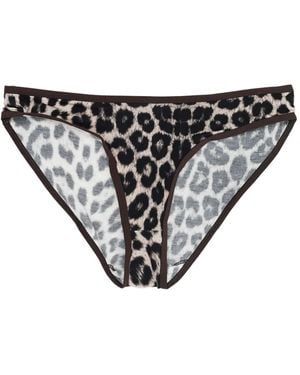 Baserange Slip Con Stampa Leopardo - Nero