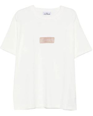 Stone Island T-Shirt mit Logo-Print - Weiß