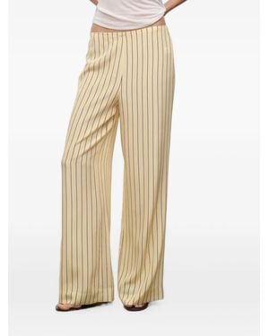 STAUD Stroll Stripe-Print Silk Trousers - Natural