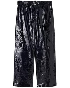 Jil Sander Belted Crinkled-Effect Cargo Trousers - Blue