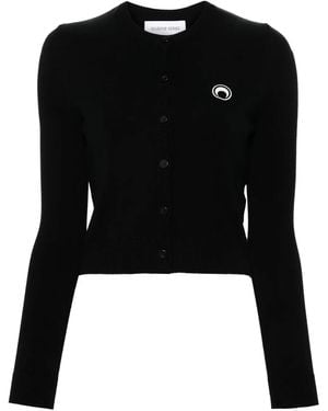 Marine Serre Fitted Cropped Cardigan With Button-Down Front - Black