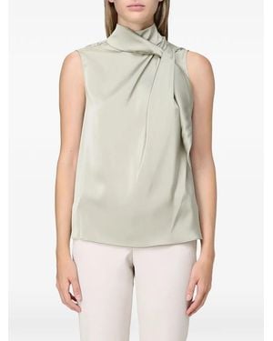 Hanita Draped High-Neck Blouse - Green