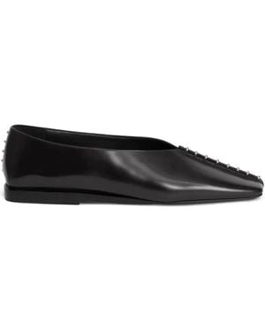 Jil Sander Studded Pointed-Toe Flats - Black