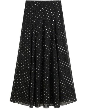RIXO London Billy Polka-Dot Midi Skirt - Black