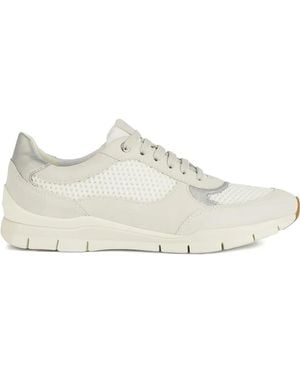 Geox Sukie Mesh-Panel Suede Sneakers - White