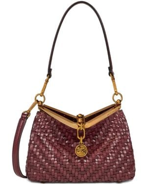 Etro Small Woven Leather Vela Bag - Purple