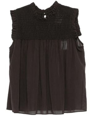 Pinko Ariccia Smocked Ruffled Top - Black