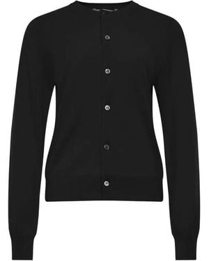 Comme des Garçons Cárdigan Con Ribete De Canalé - Negro