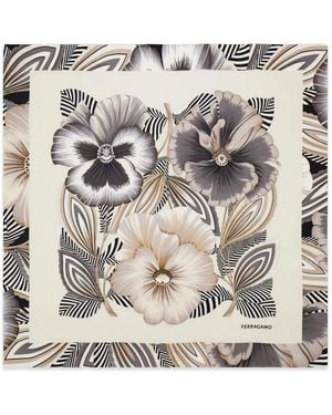 Ferragamo Brezza Print Silk Scarf - Metallic
