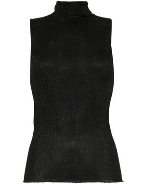 AROVESCIO Ribbed-Knit Sleeveless Top - Black
