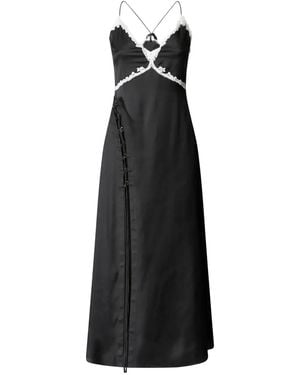 Pinko Slit And Lace Inserts Long Dress - Black