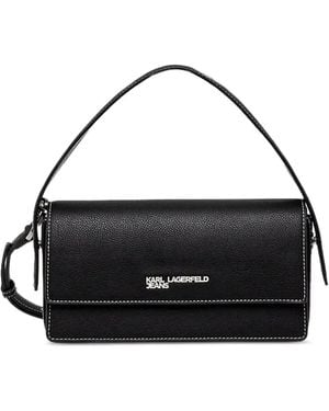 Karl Lagerfeld Borsa A Spalla Con Cuciture A Contrasto - Bianco