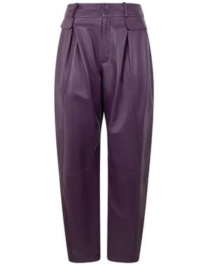 Alberta Ferretti Pleated Leather Trousers - Purple