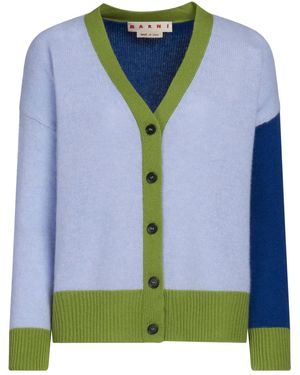 Marni カラーブロック カシミアカーディガン - ブルー