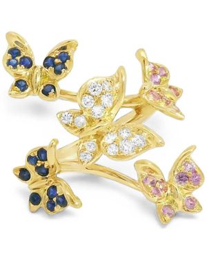 Lisa Nik Sapphire And Diamond Butterfly-Motif Ring - Metallic