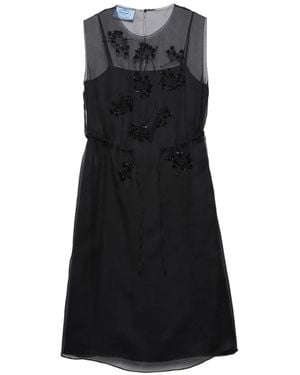 Prada Embroidered Silk Cigaline Dress - Black