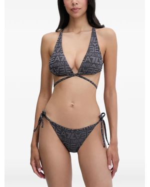 EA7 Logo-Print Triangle Bikini - Black