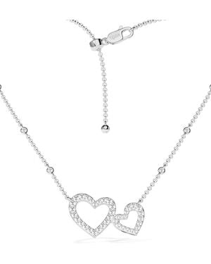 Apm Monaco Collar Con Doble Corazón Y Detalles De Cristal - Blanco