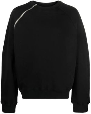 HELIOT EMIL Zip-Detail Cotton Jumper - Black
